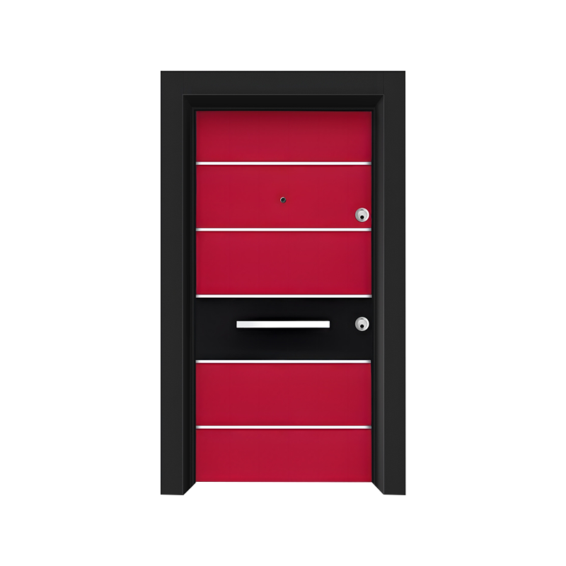 Red Entrance Single Steel Door